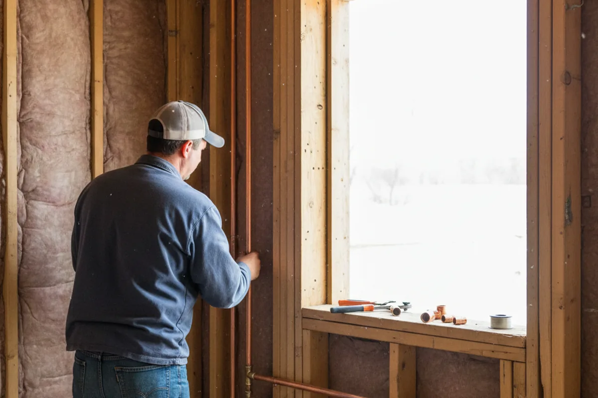 Licensed plumber running new copper supply lines in a Bristow home
